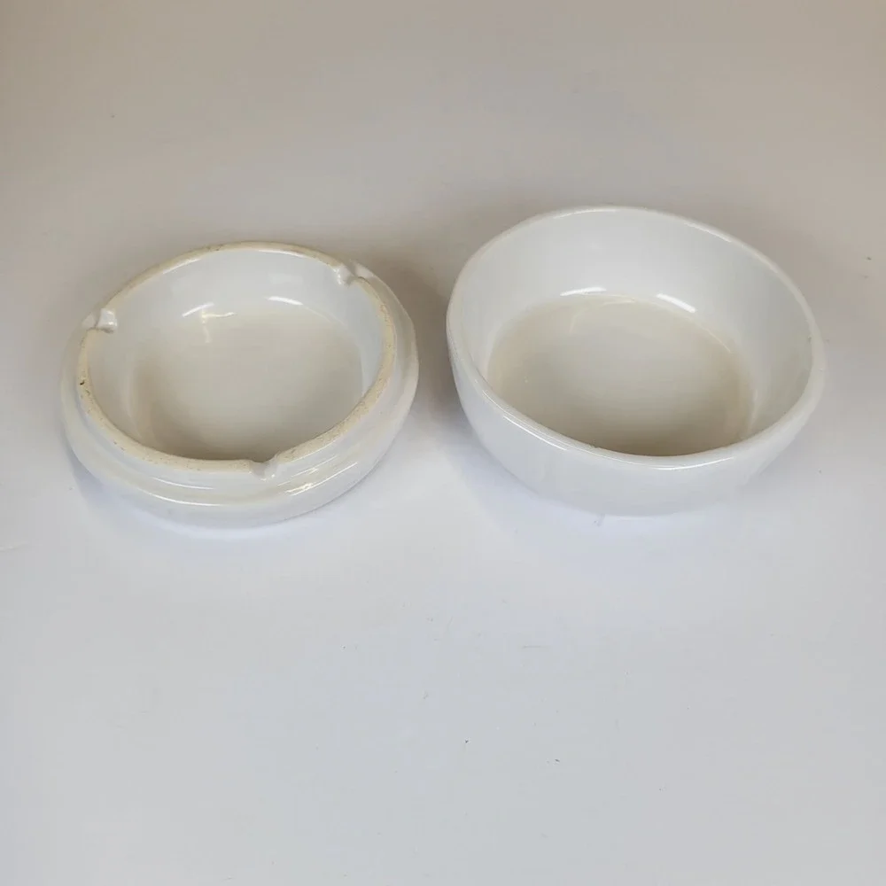 Vtg Federalist White Ceramic Lidded Trinket Dish Ashtray Blue‎ Floral Round 5